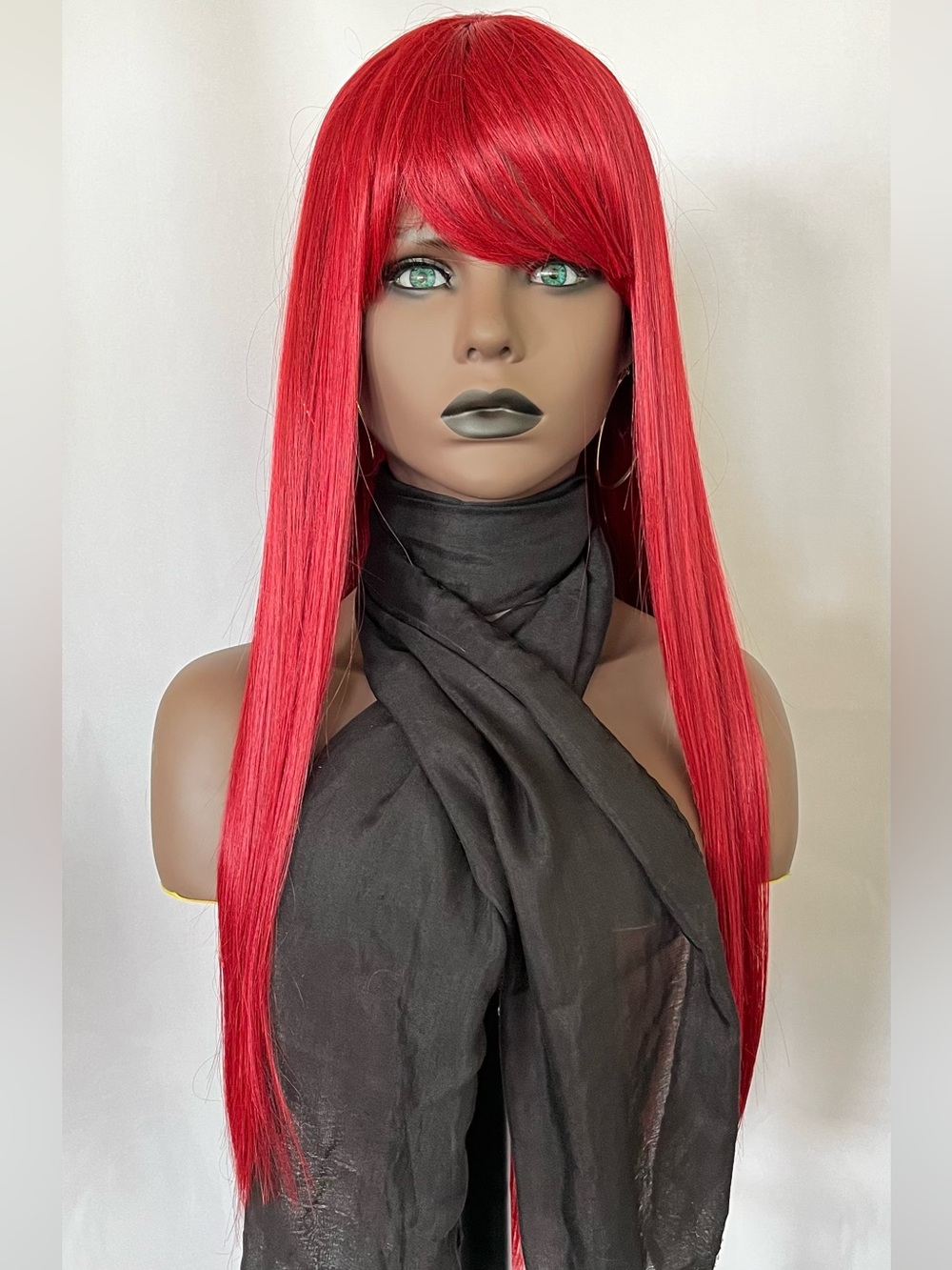 Gorgeous “Put On & Go” Long Red Wig with Bangs - Events/Halloween/Drag/Cosplay!